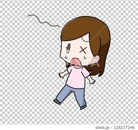 めまいでふらつく女性のイラスト 128217146