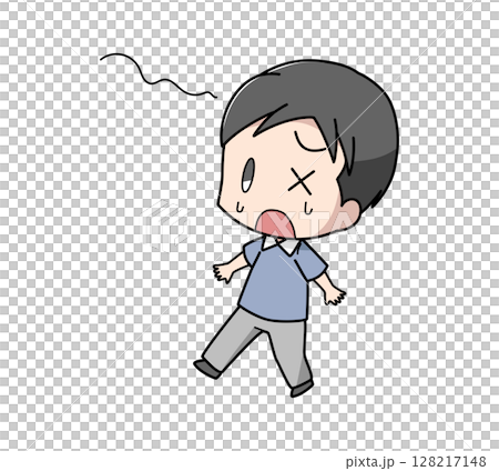 めまいでふらつく男性のイラスト 128217148