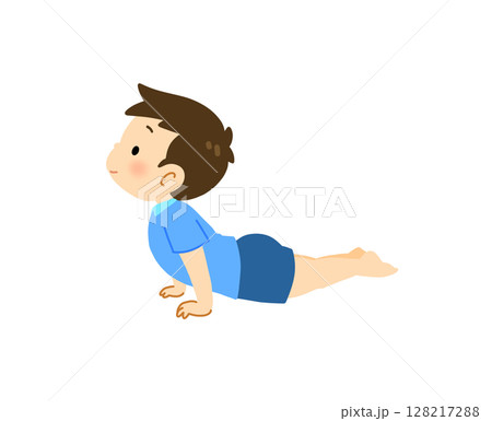 上体反らしをする男の子 128217288