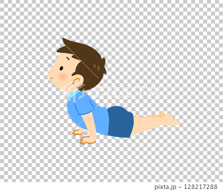 上体反らしをする男の子 128217288