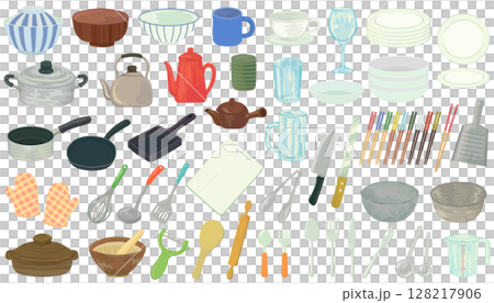 炊具和餐具插圖集向量素材 128217906