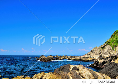 三浦半島　荒崎リアス式海岸 128218308