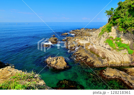 三浦半島　荒崎リアス式海岸 128218361
