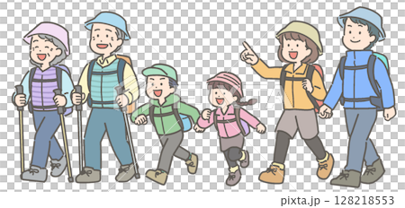 三代家庭健行和登山的插圖 128218553