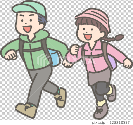 兒童健行和登山的插圖 128218557