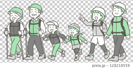 三代家庭健行和登山的插圖 128218559