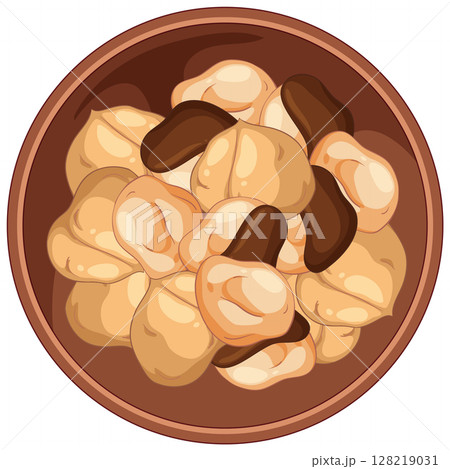 Bowl of Roasted Cashew Nuts Vector Illustration Bowl of Roasted Cashew Nuts Vector Illustration 128219031