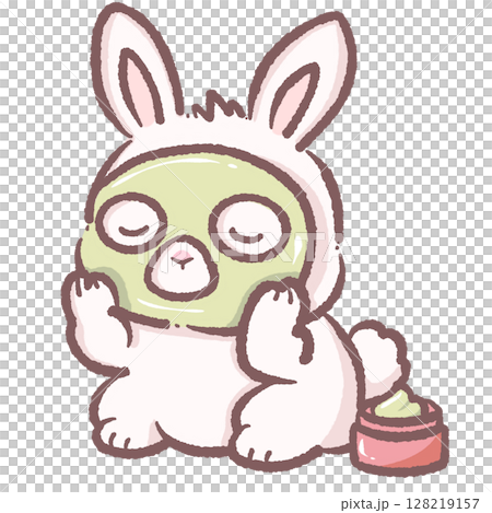 Cute Cartoon Bunny with Green Face Mask Kawaii Rabbit Doing Skincare Spa Self Care Relaxing Adorable Animal Character Illustration Perfect for Wellness Beauty and Relaxation Theme Cute Cartoon Bunny with Green Face Mask Kawaii Rabbit Doing Skincare Spa Self Care Relaxing Adorable Animal Character Illustration Perfect for Wellness Beauty and Relaxation Theme 128219157