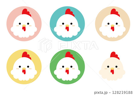 可愛いニワトリのアイコンセット 128219188