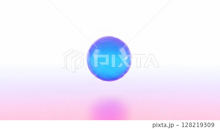 ピンクのグラデーションに浮かぶ青いガラスの球体 ピンクのグラデーションに浮かぶ青いガラスの球体 128219309
