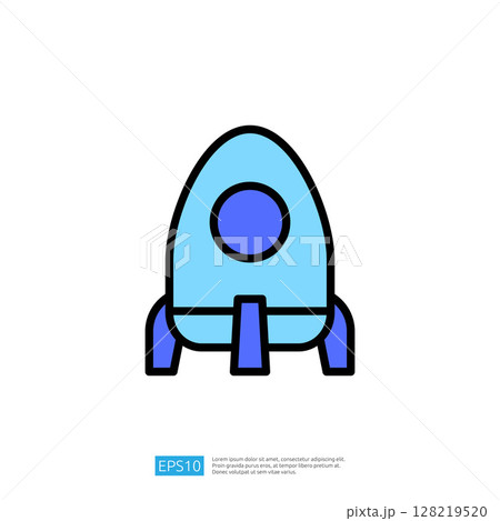 Blue Rocket Icon Symbol Representing Space Exploration and Innovation in Education and Science Themes 128219520