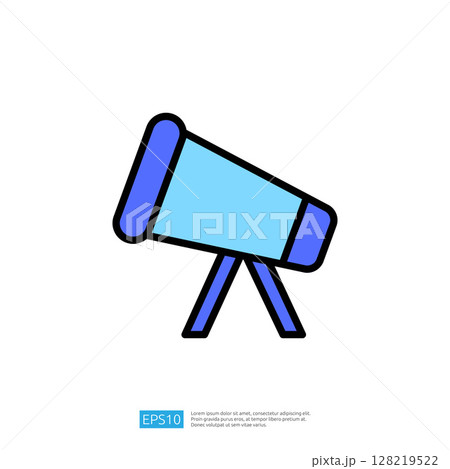 Colorful Icon of a Telescope for Education and Science Representing Observation and Exploration of the Night Sky and Space 128219522