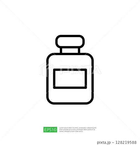 Minimalist Outline Icon of a Perfume Bottle Representing Fragrance and Beauty in a Modern Design Context Minimalist Outline Icon of a Perfume Bottle Representing Fragrance and Beauty in a Modern Design Context 128219588
