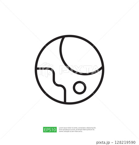 Minimalist Vector Icon of a Globe Representing Education and Science Themes with Geometric Shapes and Sharp Lines Minimalist Vector Icon of a Globe Representing Education and Science Themes with Geometric Shapes and Sharp Lines 128219590