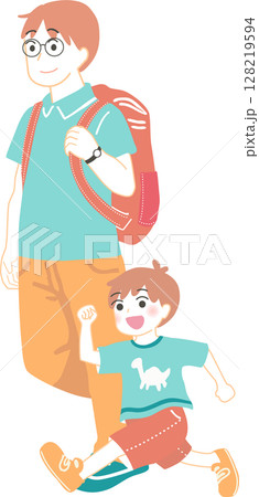 父と子でお出かけイラスト 128219594