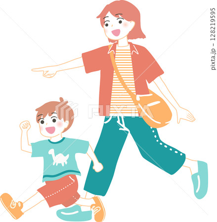 母と子でお出かけイラスト 128219595