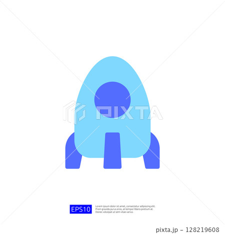 Illustration of a Blue Rocket Icon Representing Science and Technology in Education and Innovation 128219608