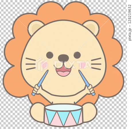 Baby Lion playing drums at the party concert 128219632