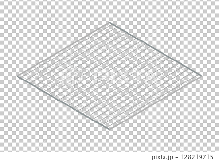 角型正方形の細目焼き網イラスト 角型正方形の細目焼き網イラスト 128219715