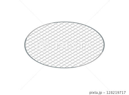 丸型正方形の細目焼き網イラスト 丸型正方形の細目焼き網イラスト 128219717