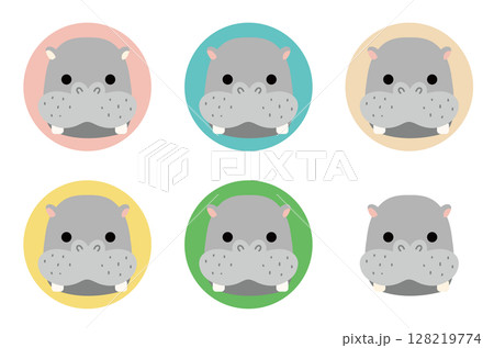 可愛いカバのアイコンセット 128219774