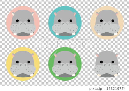 可愛いカバのアイコンセット 128219774