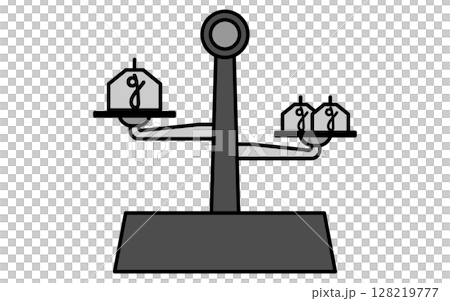 Simple line icon of a scale with weights 128219777