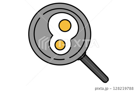 フライパンで焼く目玉焼きのシンプルな線画アイコン フライパンで焼く目玉焼きのシンプルな線画アイコン 128219788