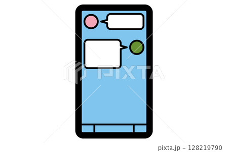 スマホのSNSアプリで連絡するシンプルな線画アイコン スマホのSNSアプリで連絡するシンプルな線画アイコン 128219790