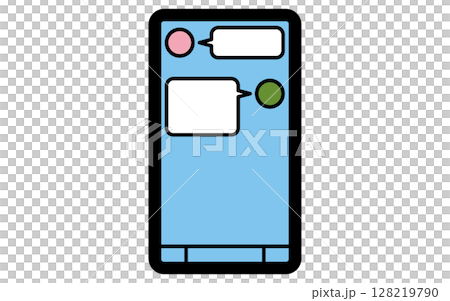 スマホのSNSアプリで連絡するシンプルな線画アイコン スマホのSNSアプリで連絡するシンプルな線画アイコン 128219790
