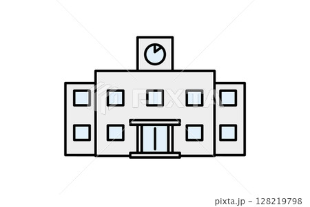 学校校舎のシンプルな線画アイコン 128219798