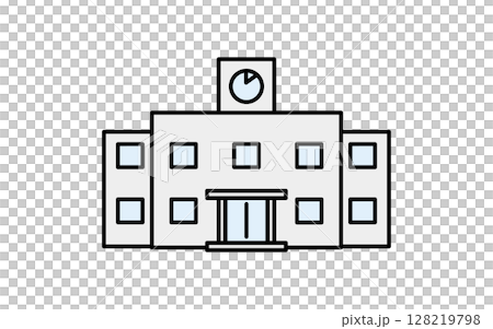 学校校舎のシンプルな線画アイコン 128219798