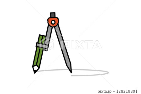 コンパスで円を描くシンプルな線画アイコン コンパスで円を描くシンプルな線画アイコン 128219801