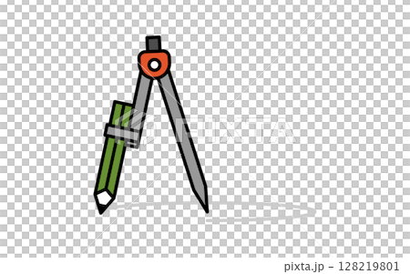 コンパスで円を描くシンプルな線画アイコン コンパスで円を描くシンプルな線画アイコン 128219801