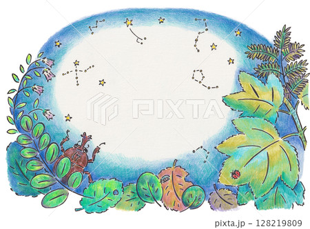 夏の夜のイラストフレーム 夏の夜のイラストフレーム 128219809
