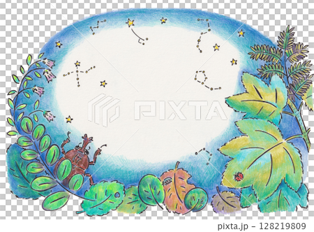 夏の夜のイラストフレーム 夏の夜のイラストフレーム 128219809