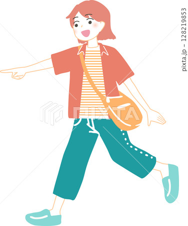 指をさす女性 128219853