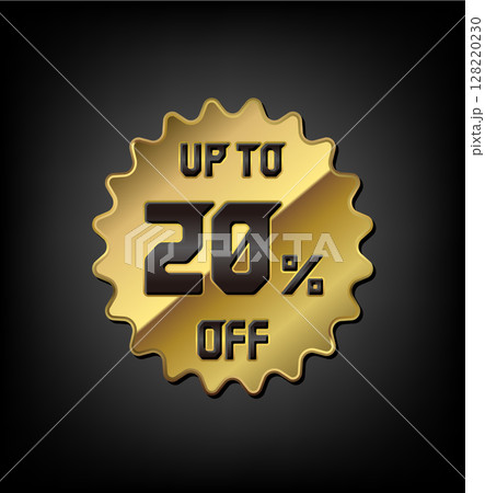 20% off (割引・セール) 金色・ゴールド アイコンイラスト 20% off (割引・セール) 金色・ゴールド アイコンイラスト 128220230