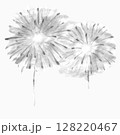 花火　手描きのモノクロイラスト 128220467