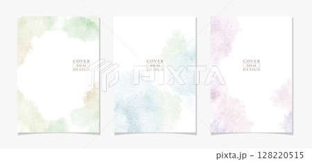 水彩で描いた和風な表紙デザイン3種_B【白背景】 水彩で描いた和風な表紙デザイン3種_B【白背景】 128220515