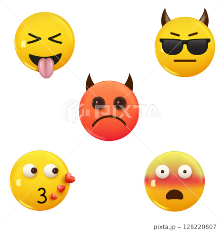 Various Happy 3D Emojis Collection with Diverse Expressions Vector Various Happy 3D Emojis Collection with Diverse Expressions Vector 128220807