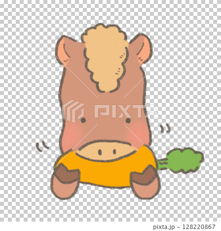 一匹可愛的馬美味地吃胡蘿蔔 一匹可愛的馬美味地吃胡蘿蔔 128220867