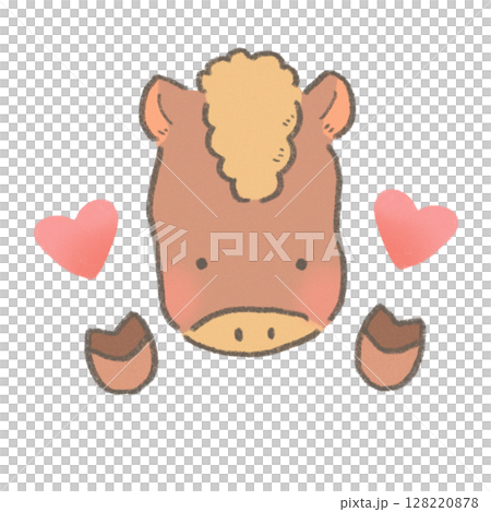 一匹快樂的馬做出和平手勢的可愛插圖 128220878