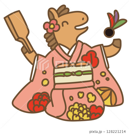 馬年の年賀状素材ベクターデザイン 128221214