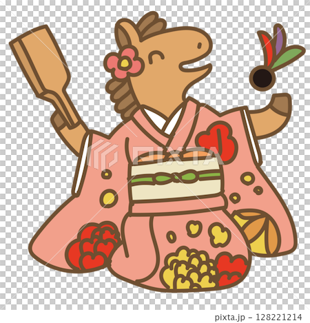 馬年の年賀状素材ベクターデザイン 128221214