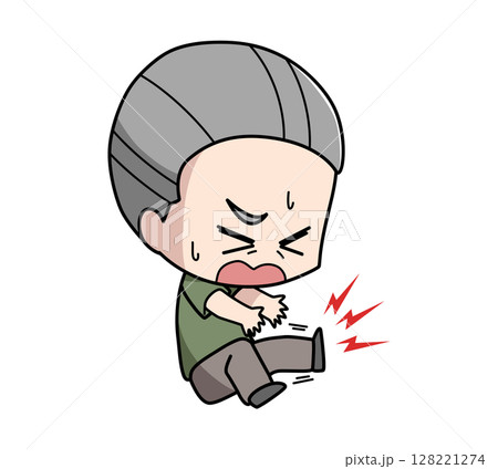 足がつる高齢男性のイラスト 128221274