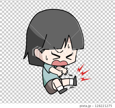 抽筋的女孩的插圖 抽筋的女孩的插圖 128221275