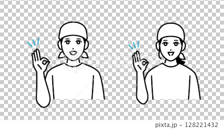 男女酒吧工作人員的頭像做出 OK 手勢 男女酒吧工作人員的頭像做出 OK 手勢 128221432