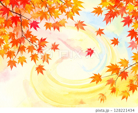 秋 生成AI 水彩 フレーム 秋 生成AI 水彩 フレーム 128221434