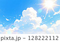 爽やかな青空と太陽_イラスト風 128222112